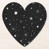 白い手描き星（黒） ペーパーコースター (正面)