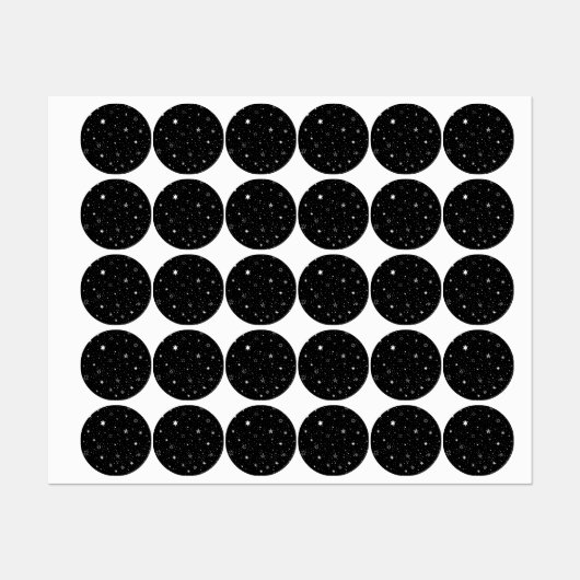 白い手描き星（黒） ラベル (シート)