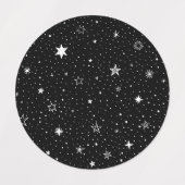 白い手描き星（黒） ラベル (デザイン2)