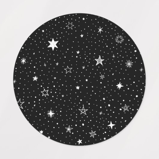白い手描き星（黒） ラベル (デザイン2)
