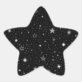 白い手描き星（黒） 星シール (正面)