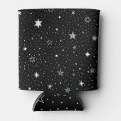 白い手描き星(黒) 缶クーラー (正面)