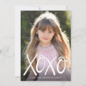 白い手文字のXOXOバレンタインデーの写真 シーズンカード (正面)