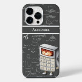 白い手書きの数学の公式の計算機  iPhoneケース (裏面)