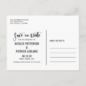 白い手書きスクリプト写真の日付を保存 案内ポストカード (裏面)