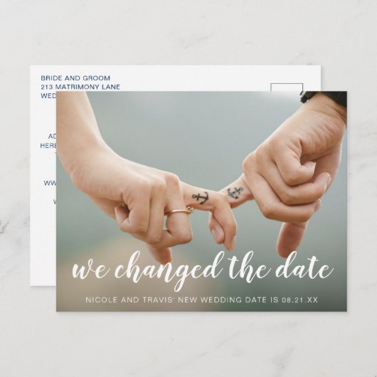 白い手書き写真の日付を変更 案内ポストカード (正面/裏面)
