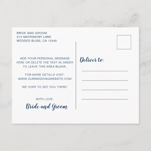 白い手書き写真の日付を変更 案内ポストカード (裏面)