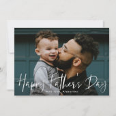 白い手書き文字の写真父の日のカード (正面)