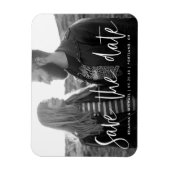 白い手書き文字写真の日付を保存 マグネット (縦)