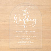 白い手書き書結婚道 アクリル招待状 (正面)