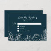 白い手書き葉の エンクロージャーカード (正面/裏面)