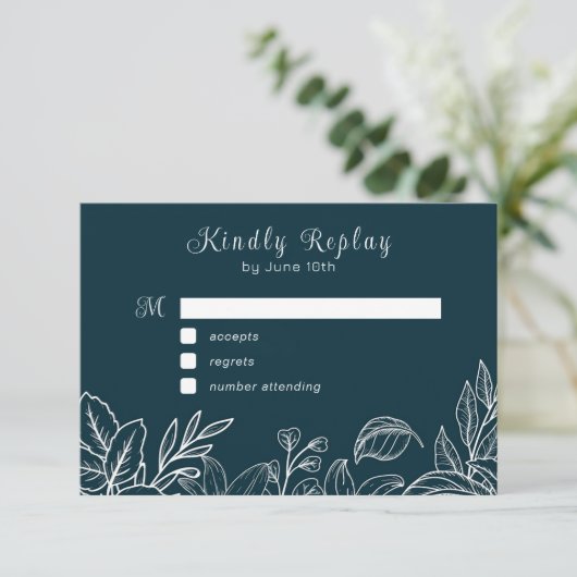 白い手書き葉の エンクロージャーカード (スタンド正面)