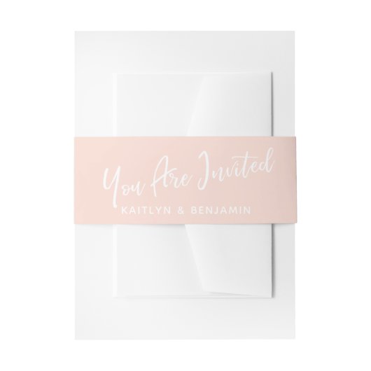 白い手書き赤面ピンク 招待状ベリーバンド (正面例)