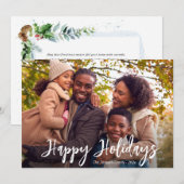 白い手書き風のスクリプト写真 ハッピーホリデーカード シーズンカード (正面/裏面)