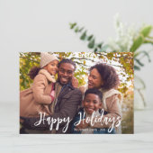 白い手書き風のスクリプト写真 幸せな休暇のカード シーズンカード (スタンド正面)