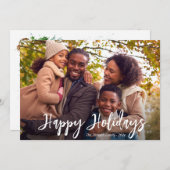 白い手書き風の写真を使ったハッピーホリデーカード シーズンカード (正面/裏面)