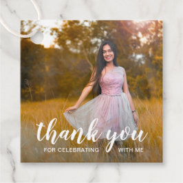 白い手書きThank You Photo Graduation フェイバータグ