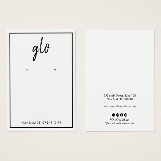 白い手縁ど引きフォントイヤリング表示 (正面&裏面)