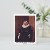 白い手袋をはめた着席した女性のポートレート ポストカード (スタンド正面)