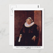 白い手袋をはめた着席した女性のポートレート ポストカード (正面/裏面)