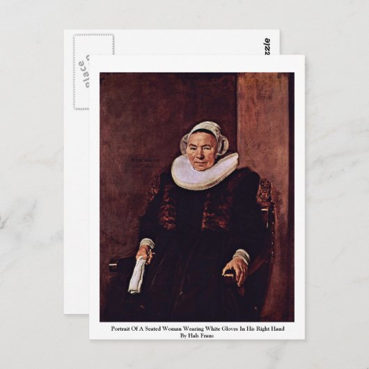 白い手袋をはめた着席した女性のポートレート ポストカード (正面/裏面)