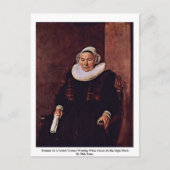 白い手袋をはめた着席した女性のポートレート ポストカード (正面)