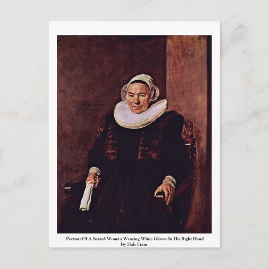 白い手袋をはめた着席した女性のポートレート ポストカード (正面)