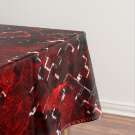 白い投げ桶で葉が赤い点々のある色合い テーブルクロス