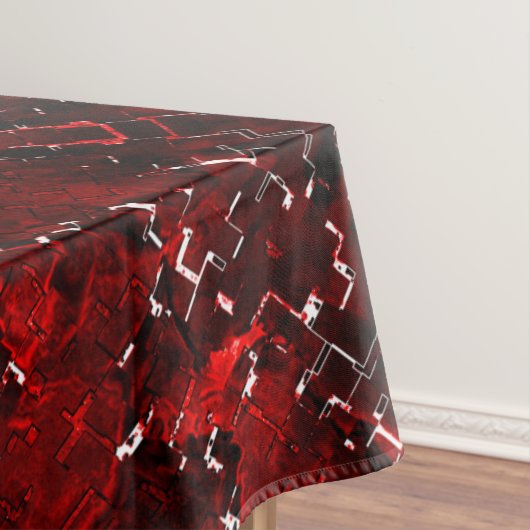 白い投げ桶で葉が赤い点々のある色合い テーブルクロス (インサイチュ)