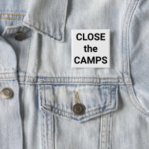 白い抗議に対するはっきりしたCAMPSの黒い文字を閉じる 缶バッジ