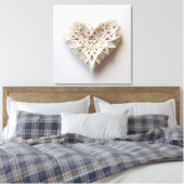 白い折り紙ハート キャンバスプリント (インサイチュ (寝室))