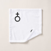 白い抽象芸術に黒い円と線を挿入 バスタオルセット (ウォッシュタオル)