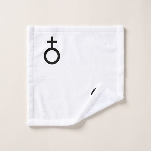 白い抽象芸術に黒い円と線を挿入 バスタオルセット (ウォッシュタオル)