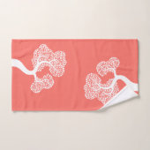 白い抽象芸術の円の木と名前リビングサンゴ バスタオルセット (ハンドタオル)