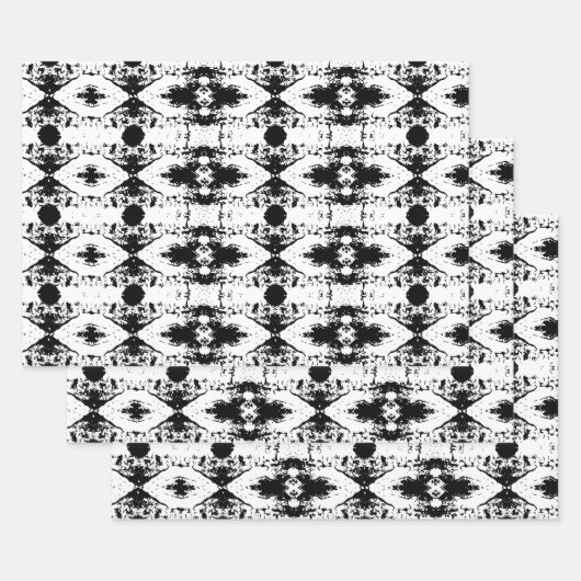 白い拇印Cookieの木の樹皮パターン（の模様が）ある ラッピングペーパーシート (セット)