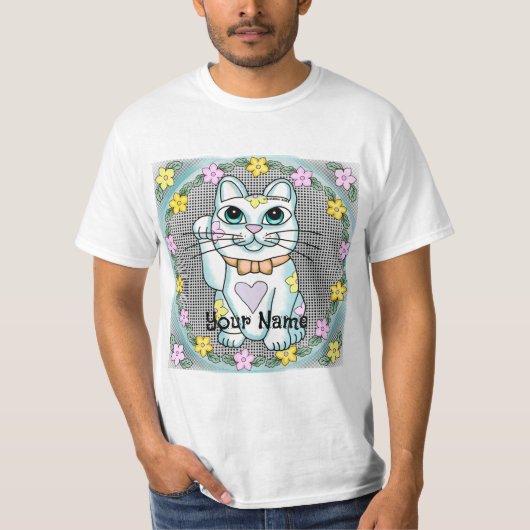 白い招き猫 Tシャツ (正面)