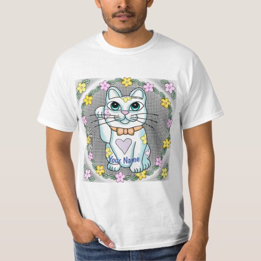 白い招き猫Tシャツ Tシャツ (正面)