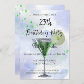 白い招待状のグリーンマティーニカクテル 招待状 (正面/裏面)