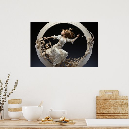 白い指輪のウィーバー絵画ウーマン ポスター (キッチン)