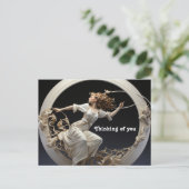 白い指輪のウィーバー絵画ウーマン ポストカード (スタンド正面)