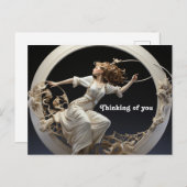 白い指輪のウィーバー絵画ウーマン ポストカード (正面/裏面)