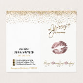 白い挨りだらけのばら色および金ゴールドの唇の指示 名刺 (外部フラット)