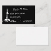 白い掘削装置のシルエットの名刺 名刺 (正面/裏面)