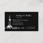 白い掘削装置のシルエットの名刺 名刺 (正面)