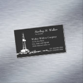 白い掘削装置のシルエット マグネット名刺 (インサイチュ)