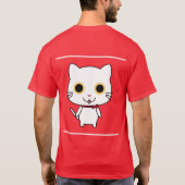 白い擬人化ネコ Tシャツ (裏面)