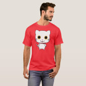 白い擬人化ネコ Tシャツ (正面フル)