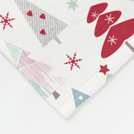 白い数々のナプキンの上の色のクリスマスツリー フリースブランケット (角)