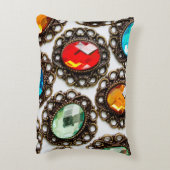 白い数々の背景に色のヴィンテージのブローチ アクセントクッション (裏面(縦))