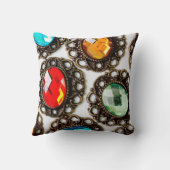 白い数々の背景に色のヴィンテージのブローチ クッション (裏面)